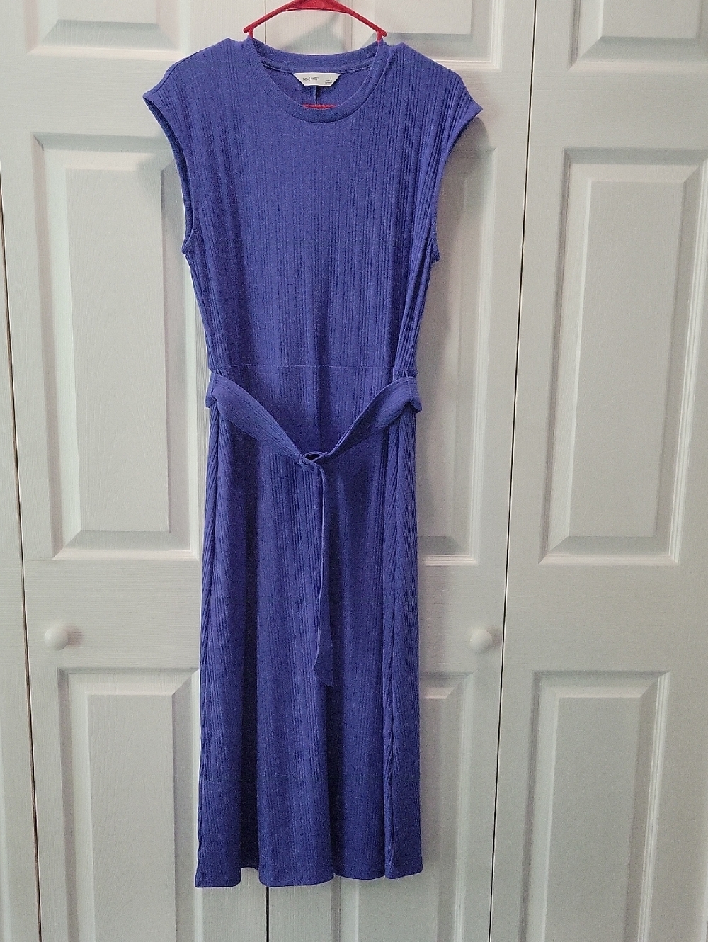 Nine West Periwinkle Ribbed Midi Dress with Self Tie